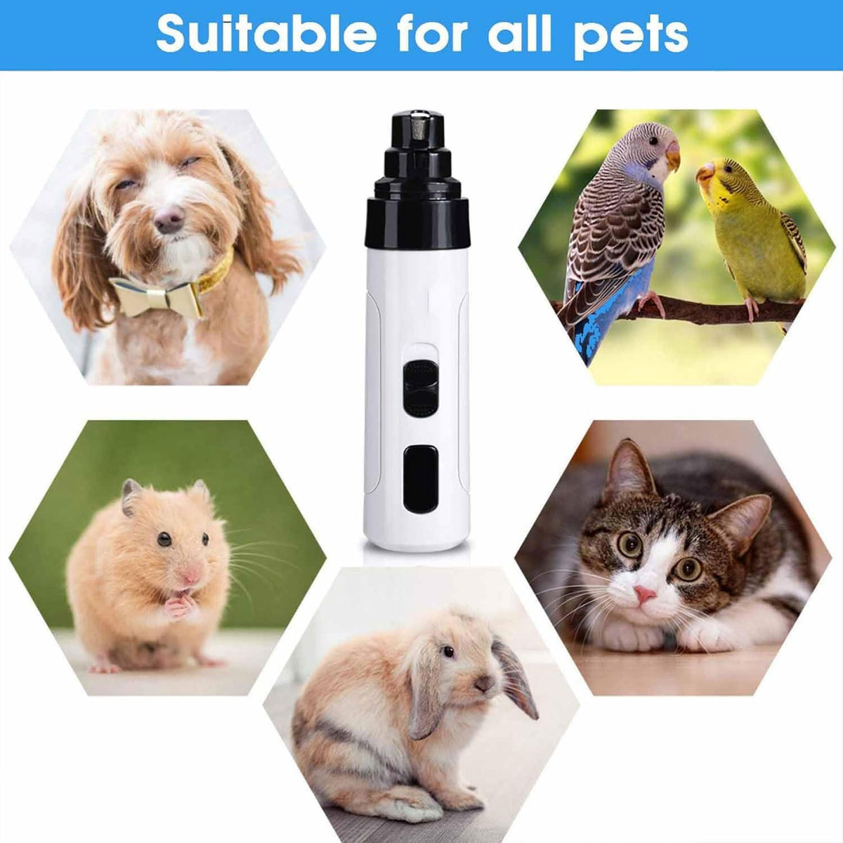 Rechargeable Quiet Low Vibration Electric Dog Nail Grinder & Trimmer with LED Light L378
