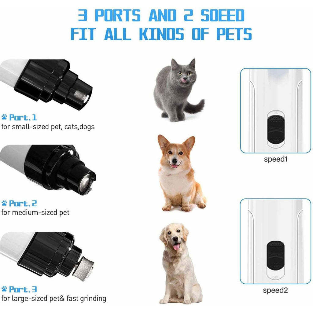 Rechargeable Quiet Low Vibration Electric Dog Nail Grinder & Trimmer with LED Light L378
