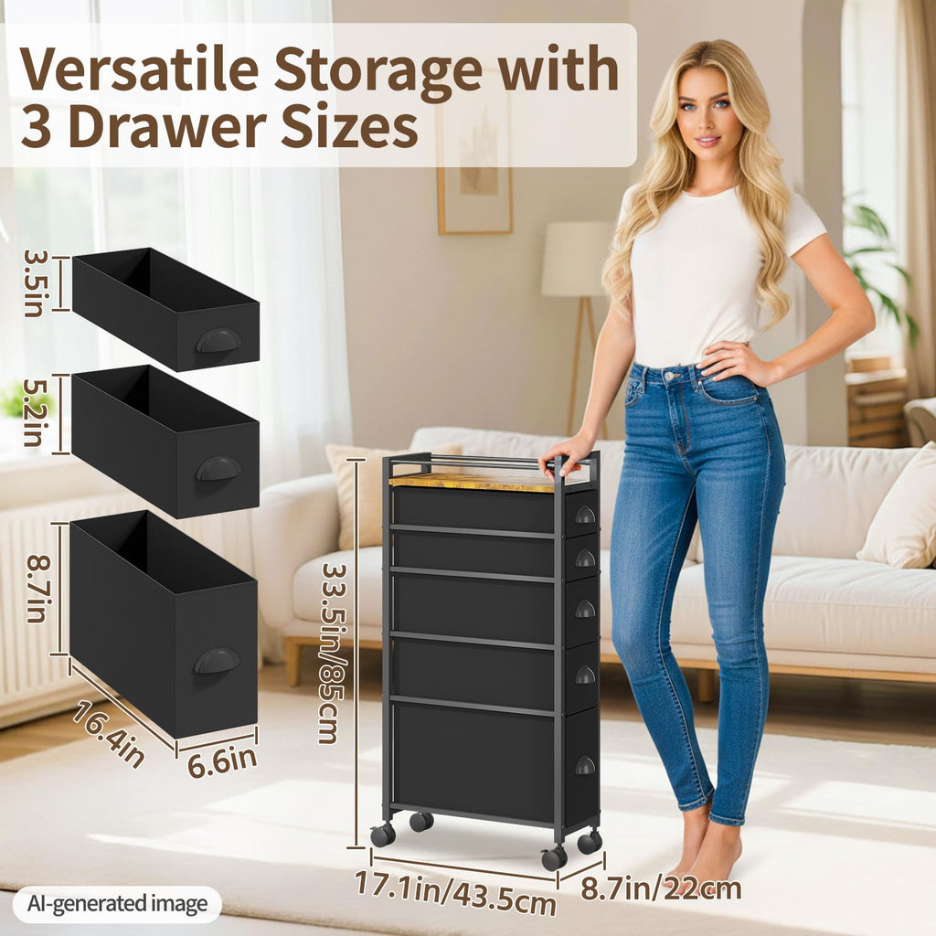 Black Narrow Storage Cabinet P61408