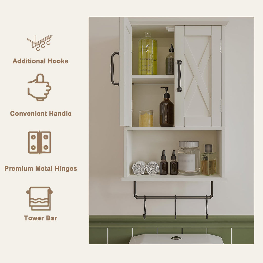 Small Medicine Cabinet with Towel Bar and 3 Hooks R445969