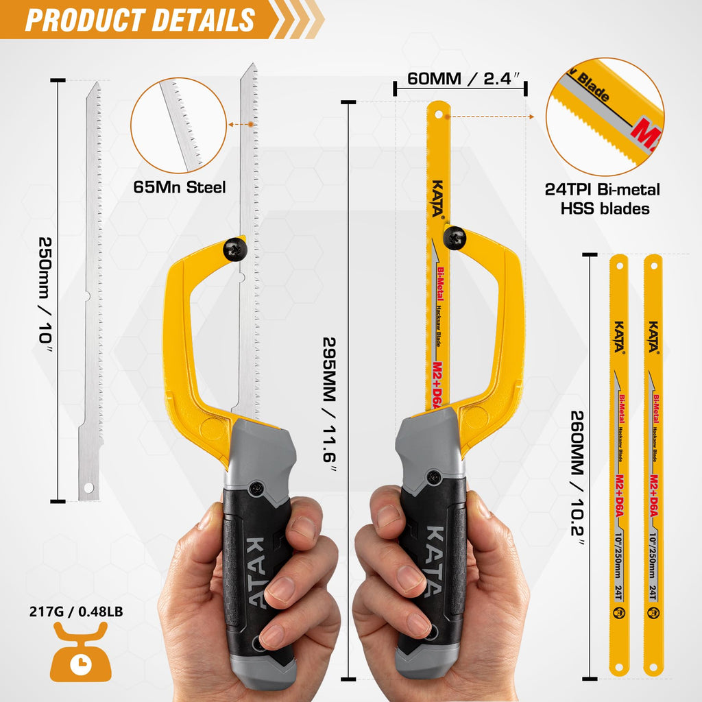 10 Inch Mini Hacksaw with 4-Piece Blades E17062