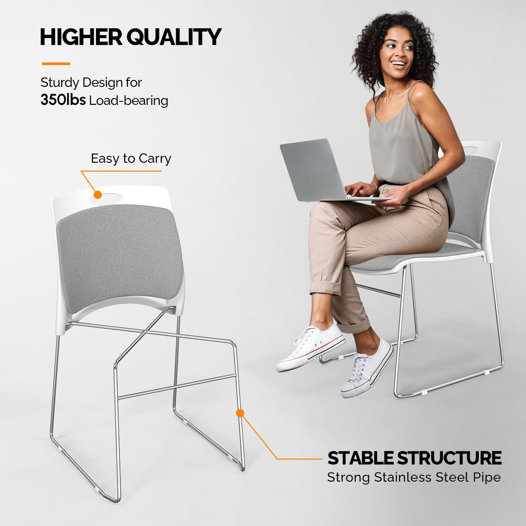 Grey Plastic Mesh Padded Stackable Chairs Set of 8 K985795