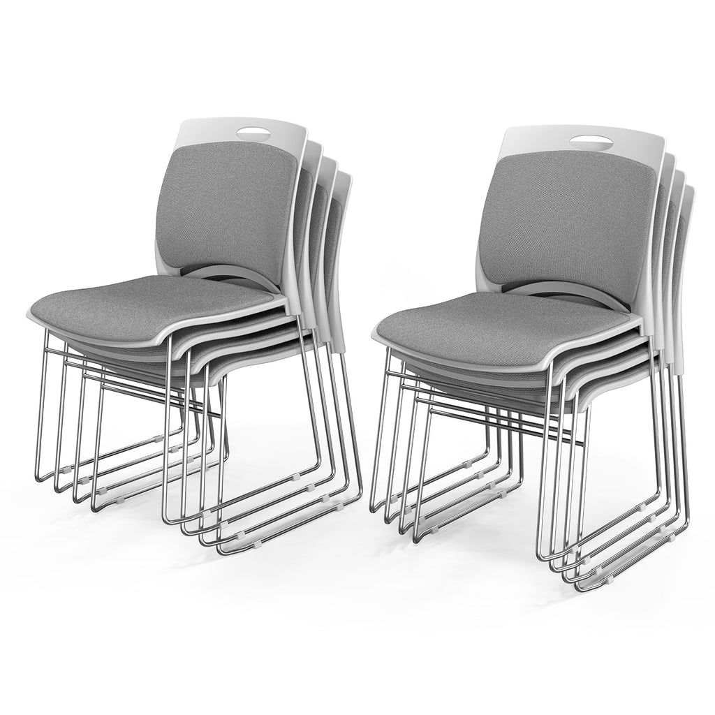 Grey Plastic Mesh Padded Stackable Chairs Set of 8 K985795