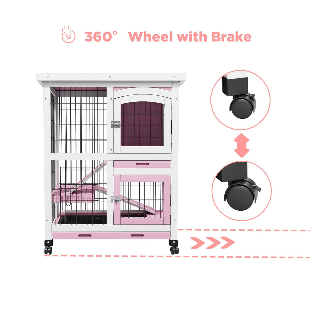 2-Story Wooden Bunny Cage with Removable Tray R266