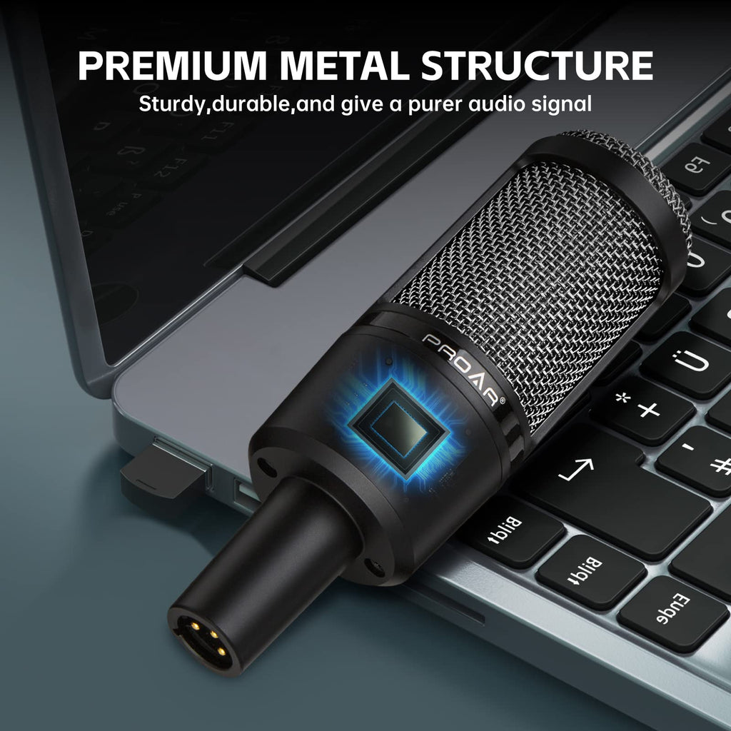 XLR Cardioid Condenser Podcast Microphone with Desktop Stand T435