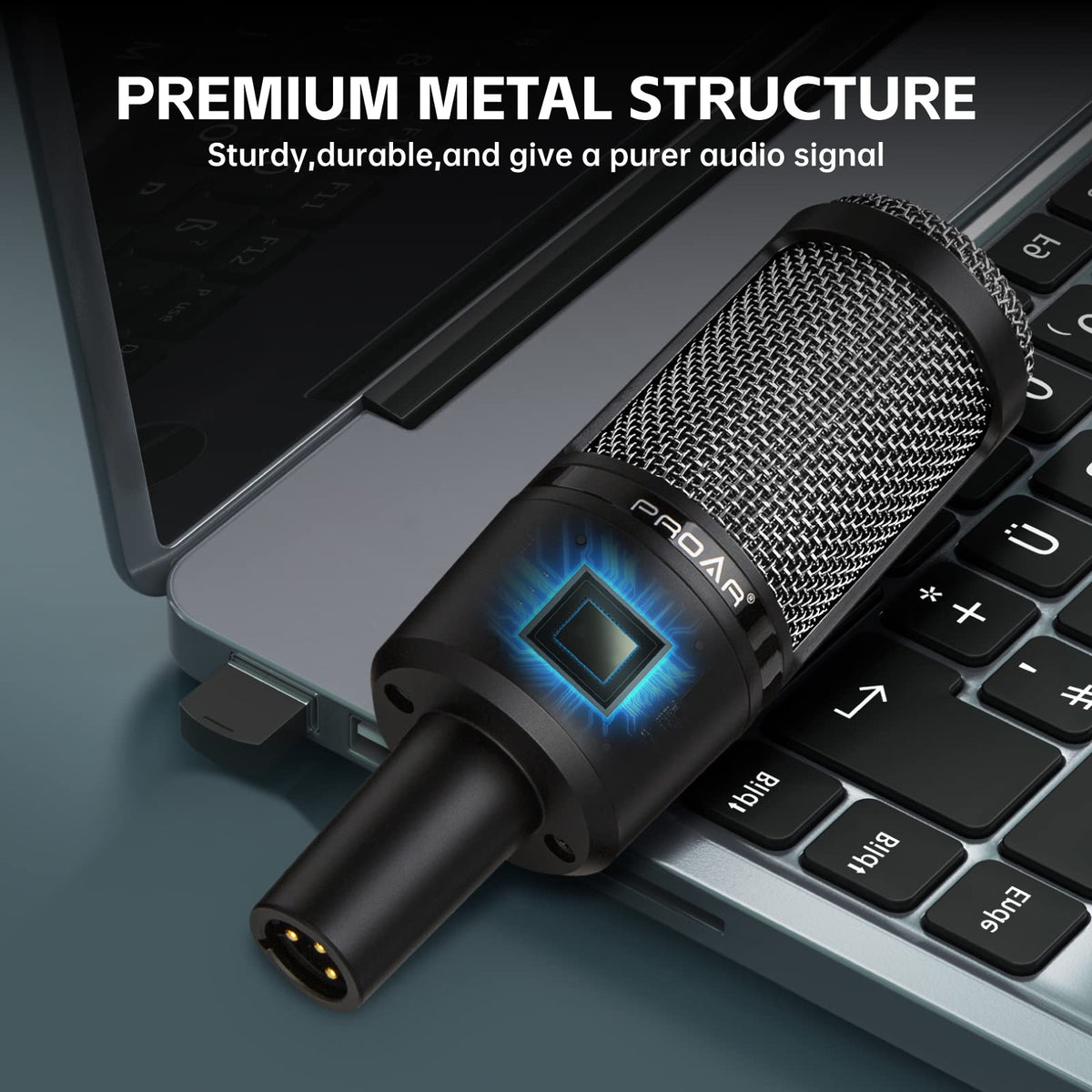 XLR Cardioid Condenser Podcast Microphone with Desktop Stand T435