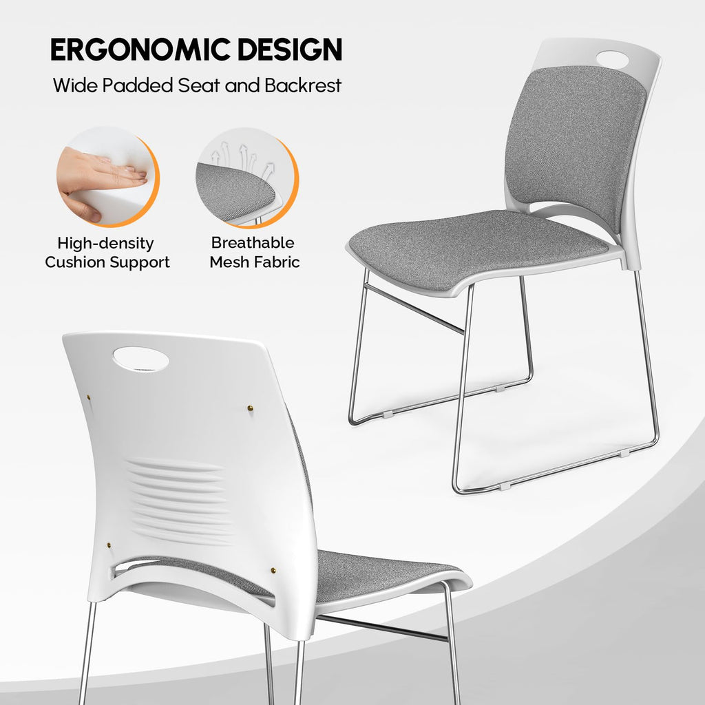 Grey Plastic Mesh Padded Stackable Chairs Set of 8 K985795