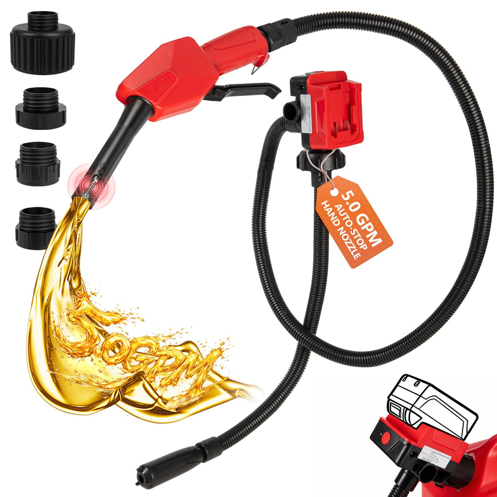 Cordless Gas Pump with Auto-Stop & Hand Nozzle, 51" Hose S376