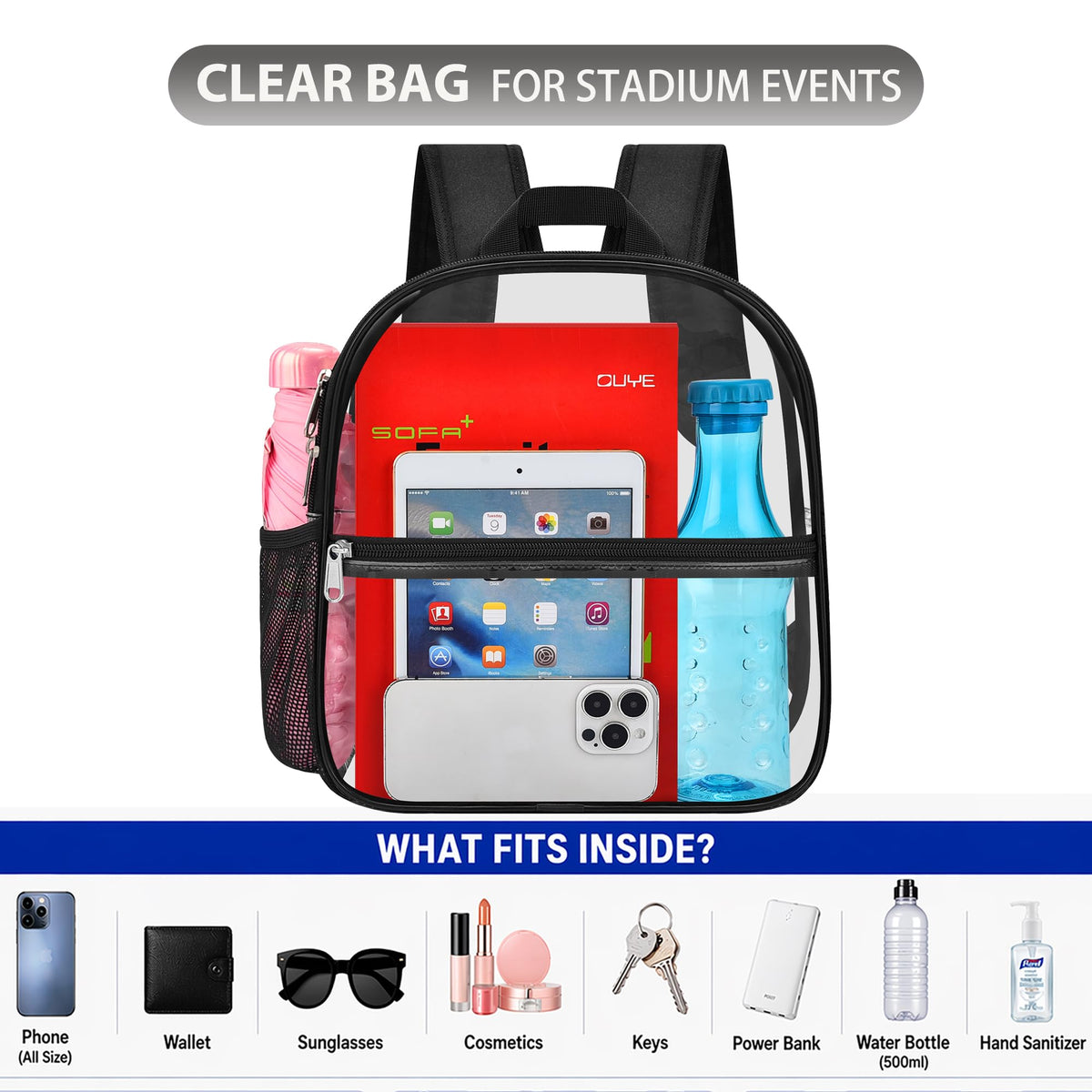 Clear Backpack 12x6x11 O68317