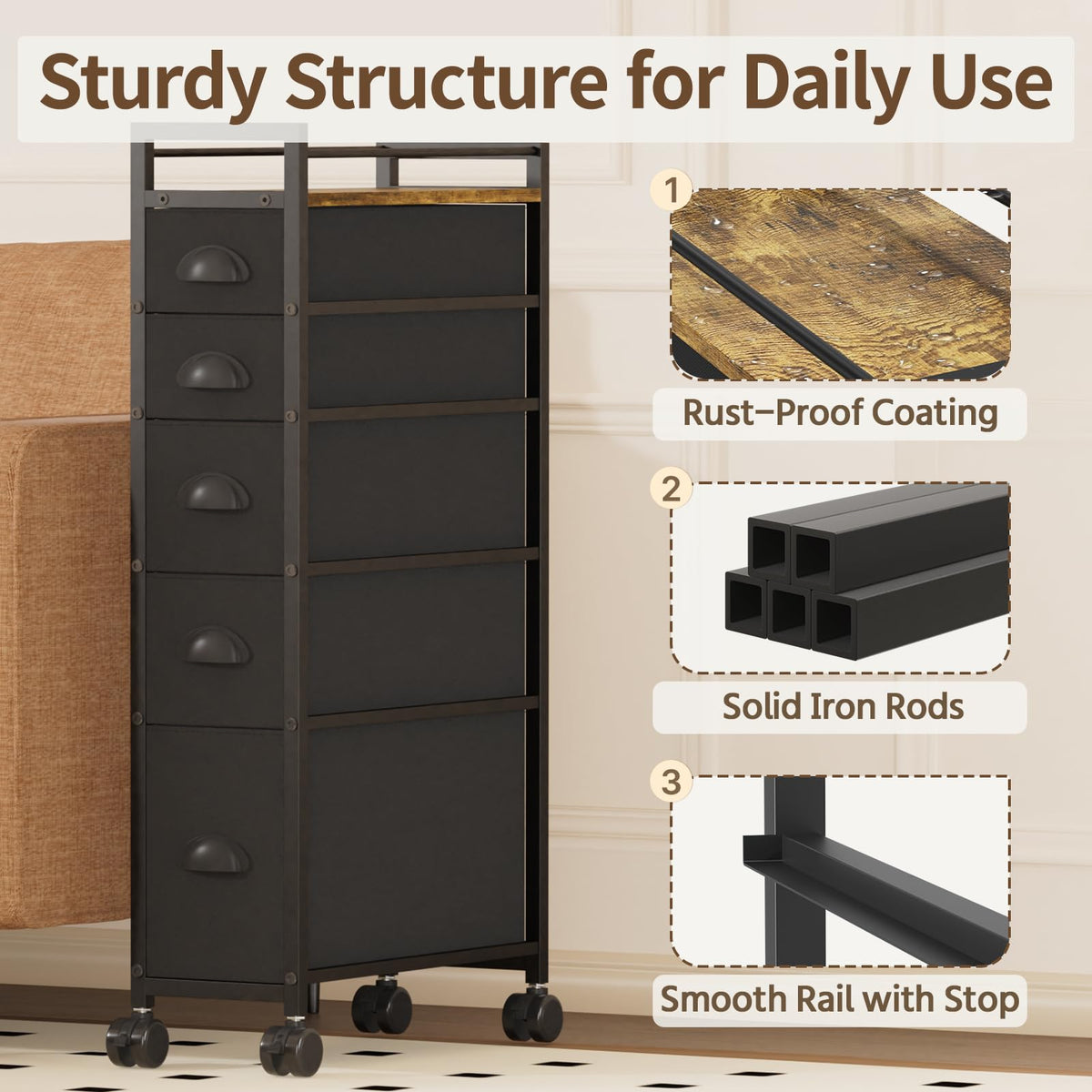 Black Narrow Storage Cabinet P61408
