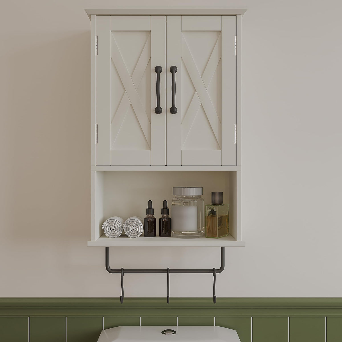 Small Medicine Cabinet with Towel Bar and 3 Hooks R445969