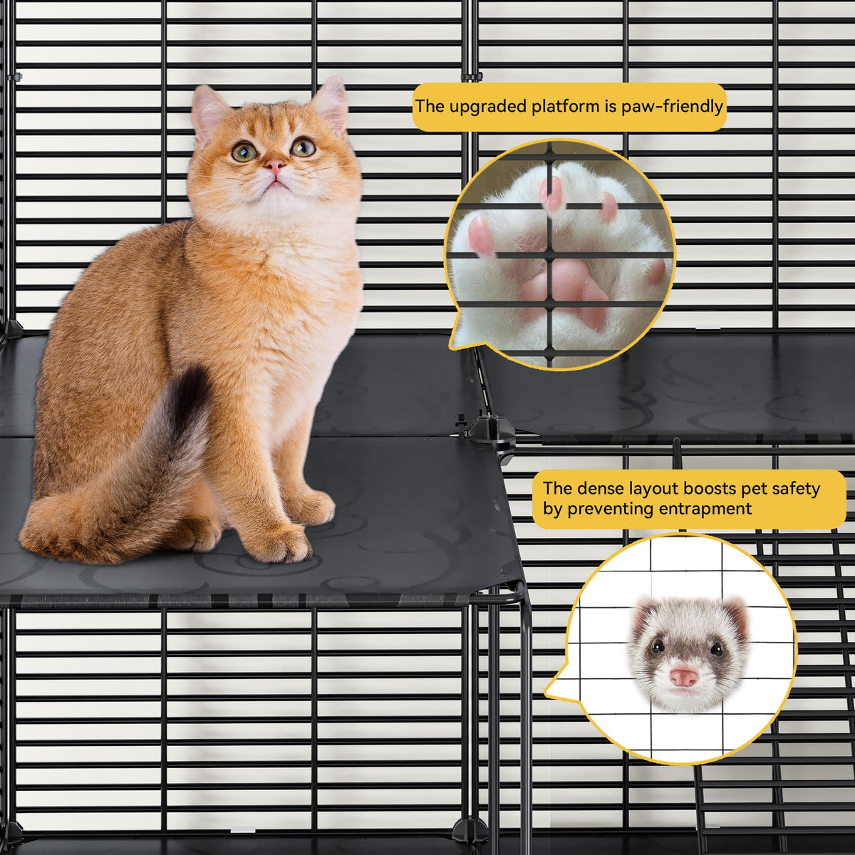 3-Tier Cat Cage Indoor Enclosure with Hammock N17271