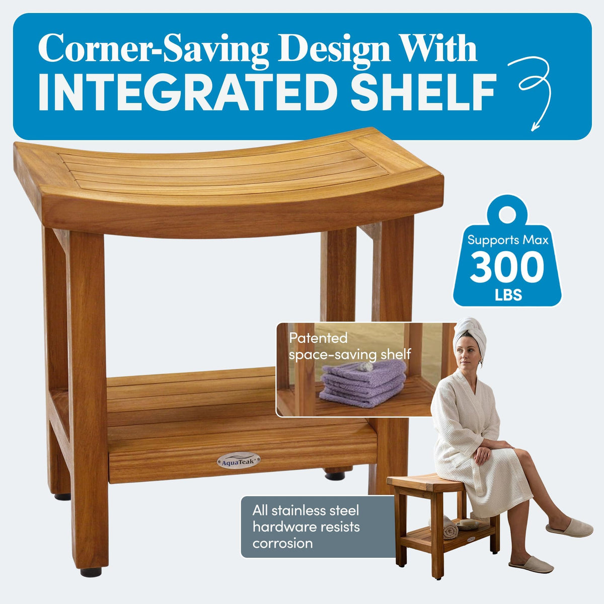 18" Teak Shower Bench K4251