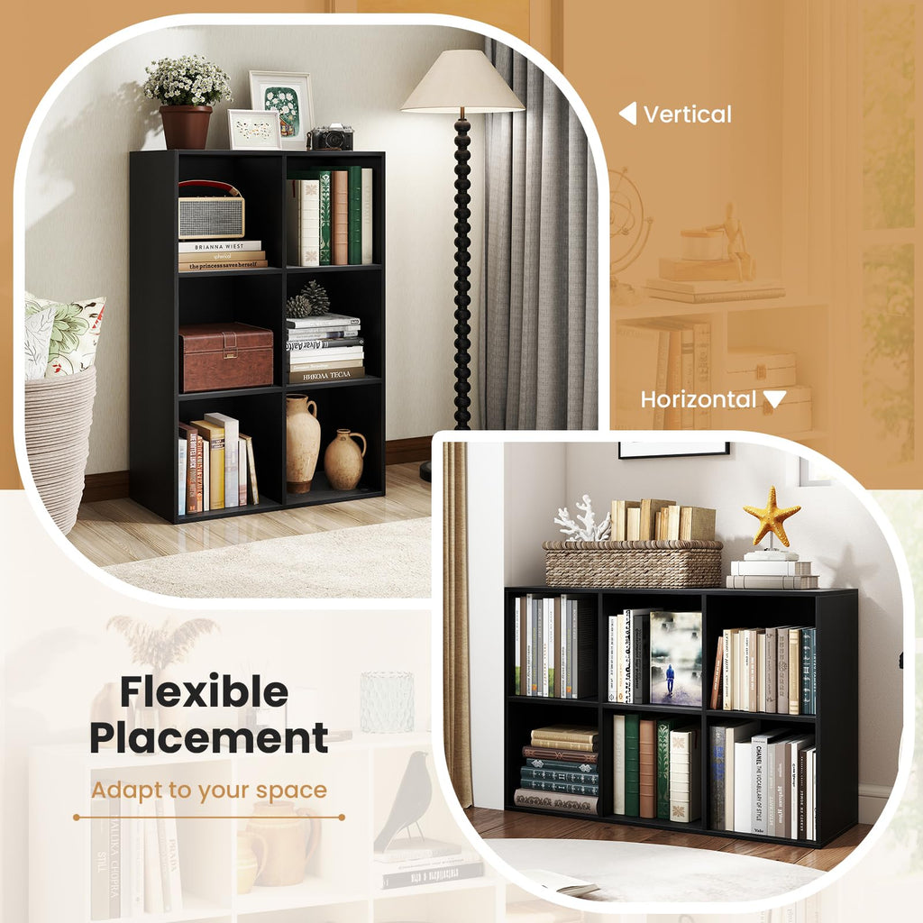Black 6-Cube 3-Tier Bookcase X94125