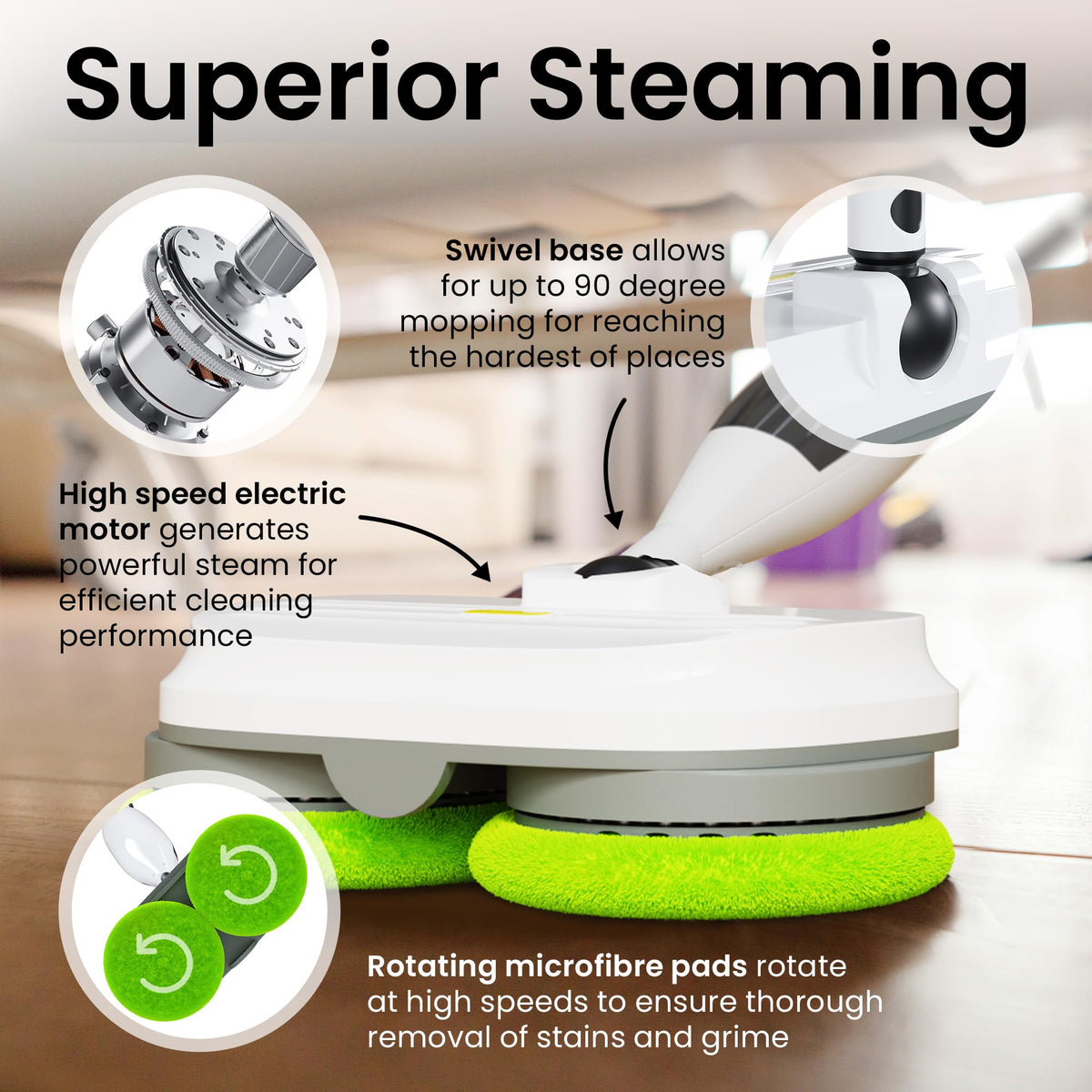 15-in-1 Electric Steam Mop with 3 Steam Modes A417