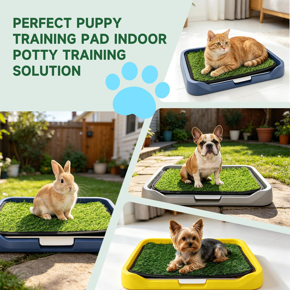 2 Pack 18"x14" Artificial Dog Grass Potty Pad with Tray B4891