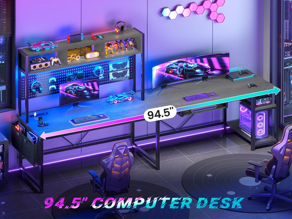 L Shaped Office Desk with Hutch W86567