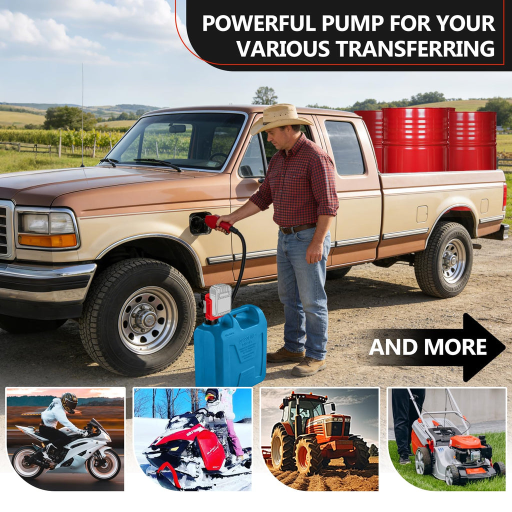 Cordless Gas Pump with Auto-Stop & Hand Nozzle, 51" Hose S376