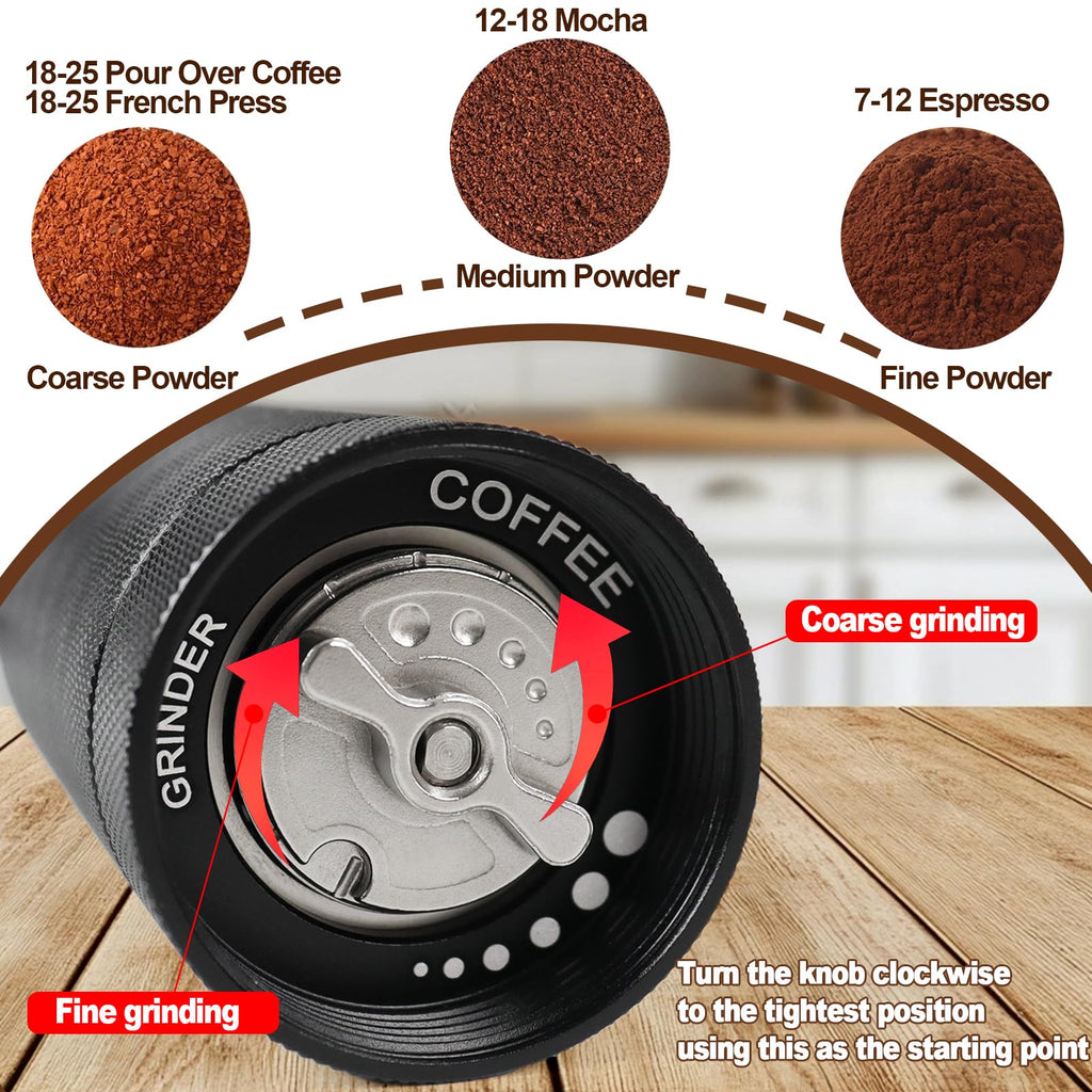 Manual Coffee Grinder Detachable Stainless Steel Conical Burr Black H8936