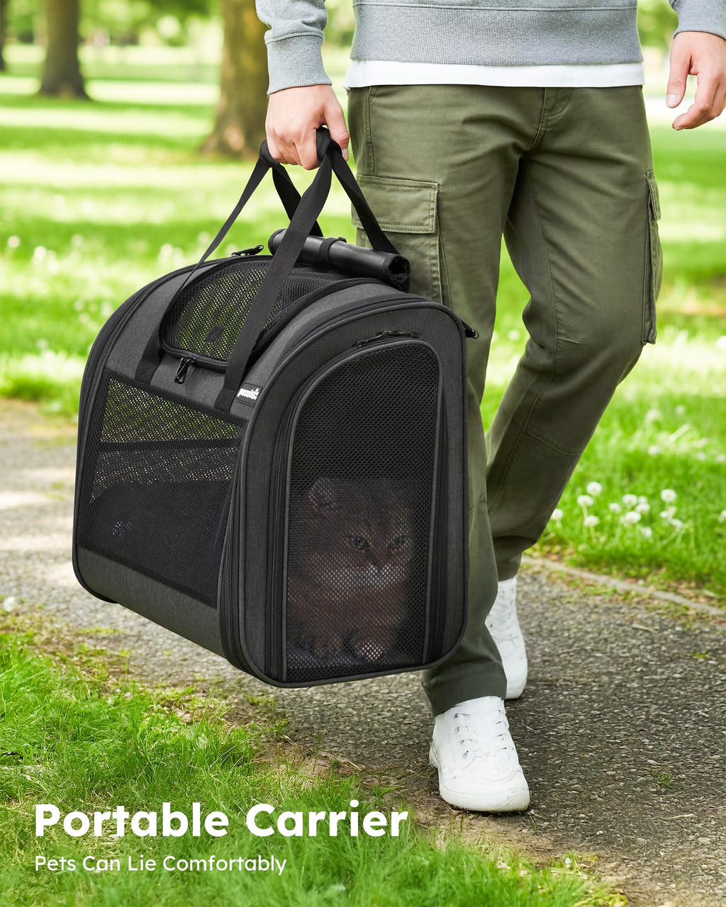 Dark Grey Cat Backpack with Breathable Mesh X21900