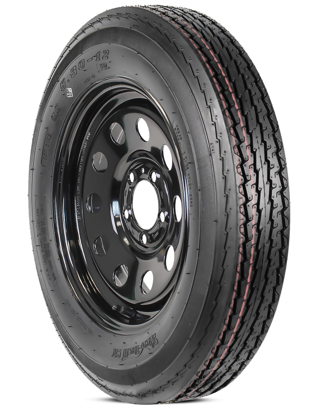 Trailer Tire Rim Assembly 5.30-12 5 Lug Black Wheel Z9984