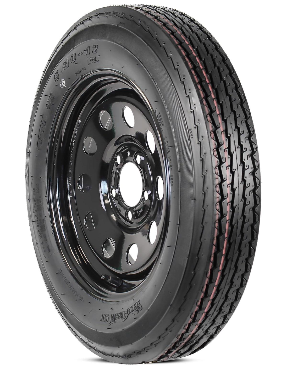 Trailer Tire Rim Assembly 5.30-12 5 Lug Black Wheel Z9984