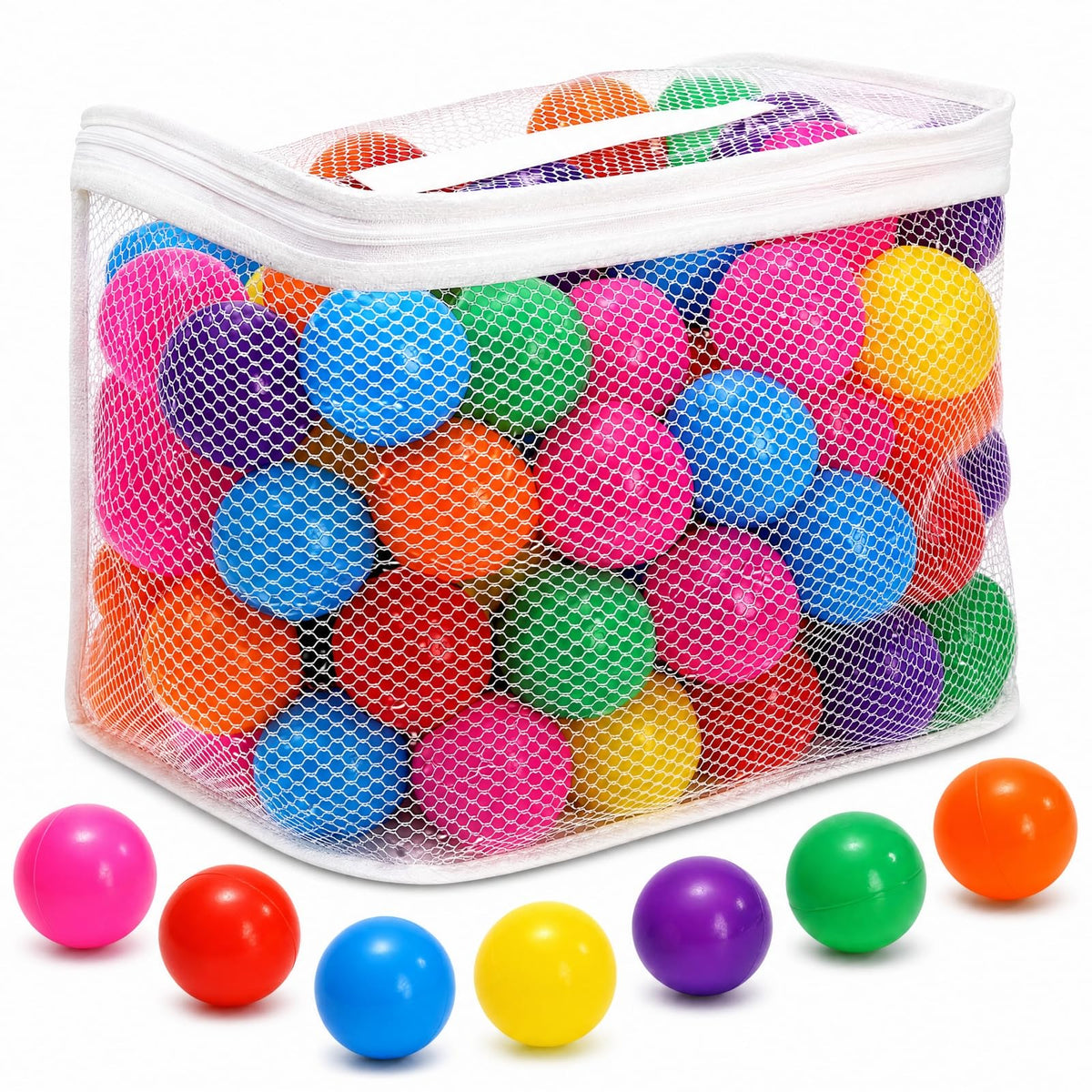 100 Pack 2 Inch Plastic Ball Pit Balls with Storage Bag H798