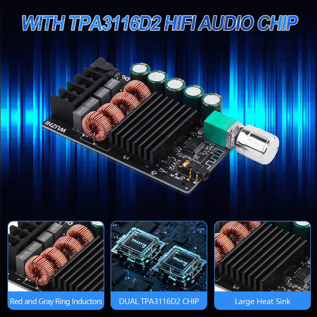 Bluetooth 5.0 Audio Amplifier Board 100W x 2 2.0 Channel Mini Amp H94056