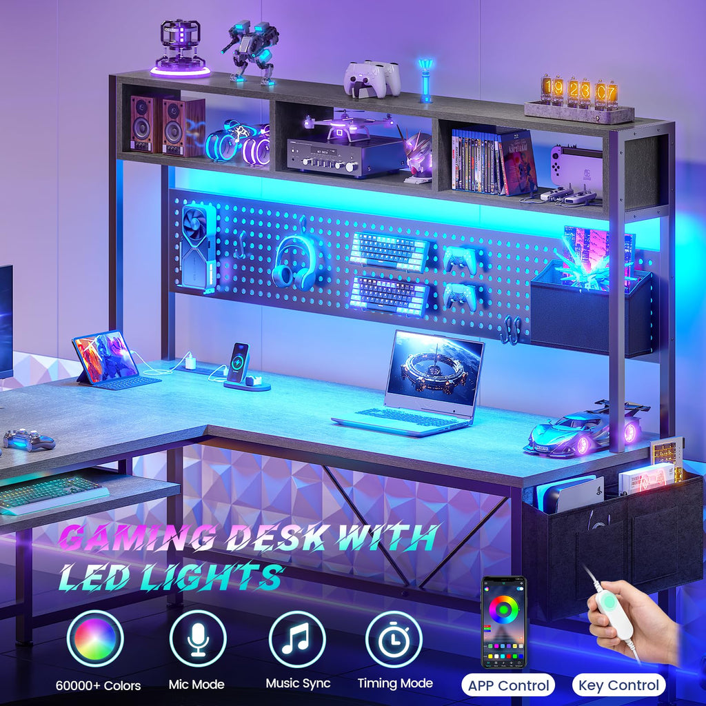 L Shaped Office Desk with Hutch W86567