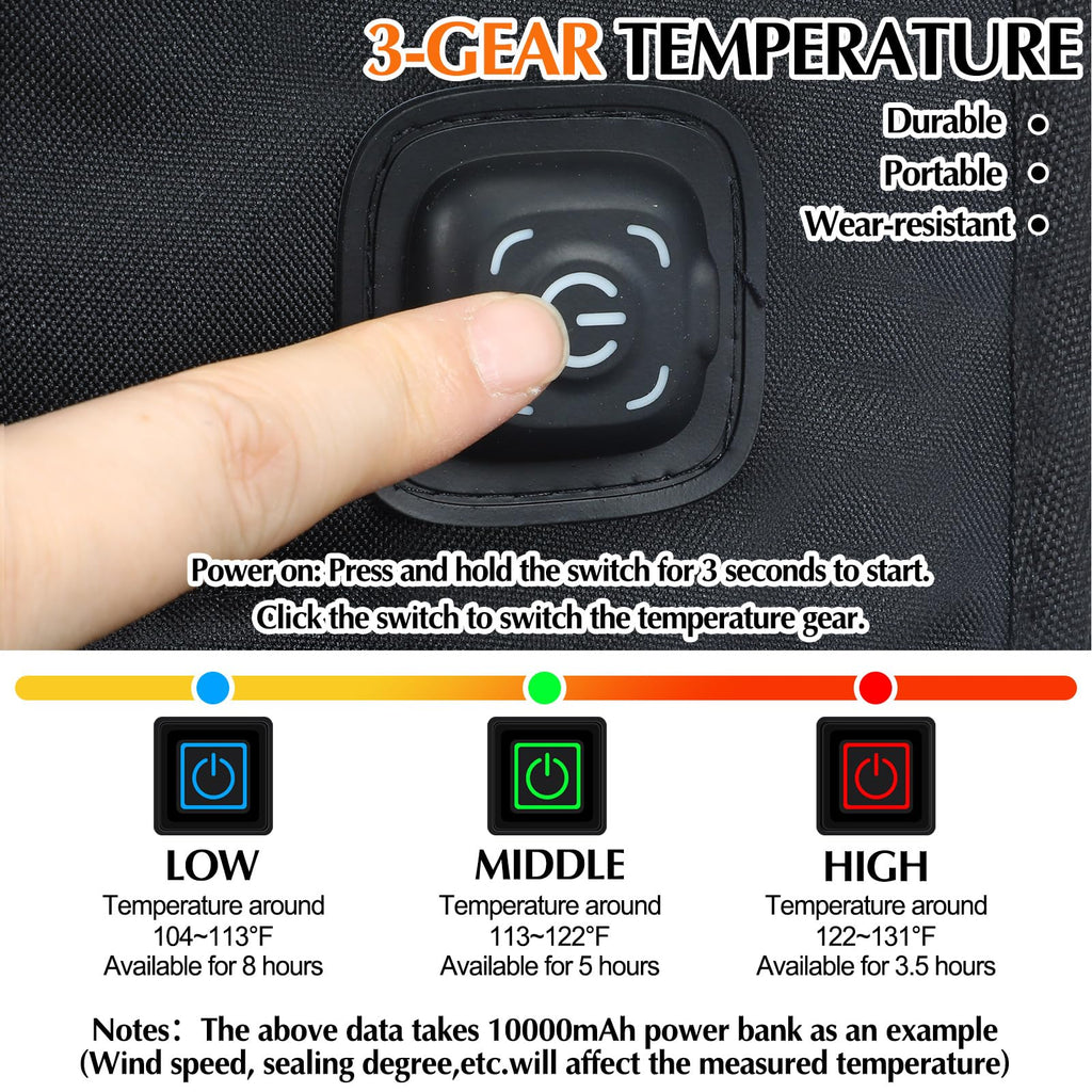 Black 2 Pcs USB Portable Heated Seat Cushion with Back Support M835244