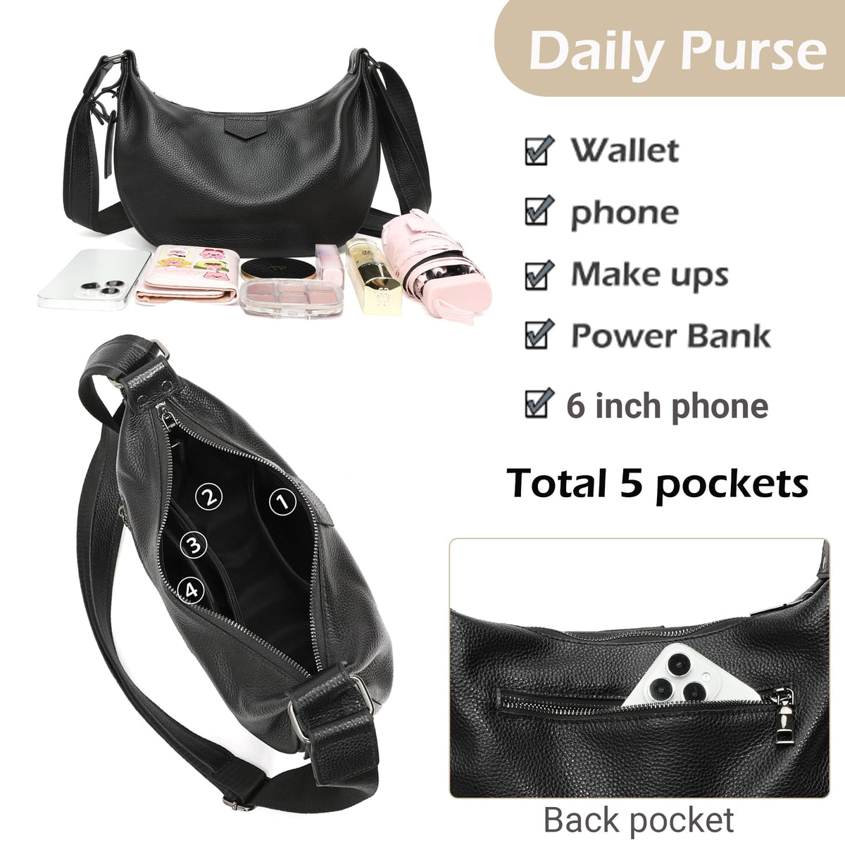 Genuine Leather Crossbody Shoulder Handbag E7184