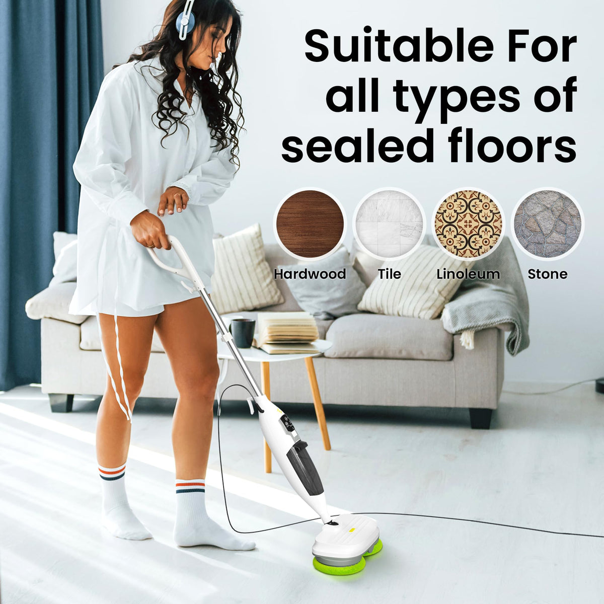 15-in-1 Electric Steam Mop with 3 Steam Modes A417