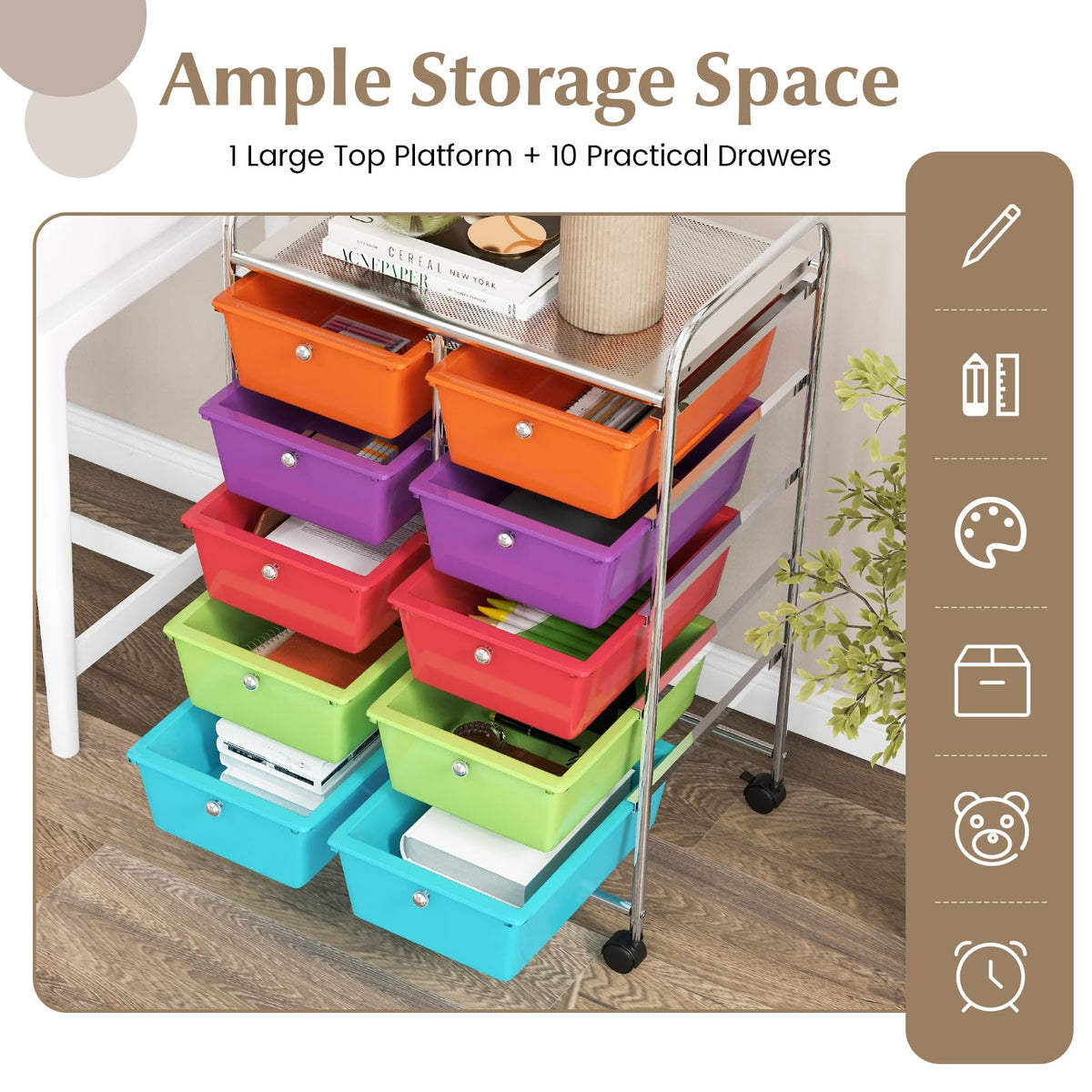 10 Drawer Rolling Storage Cart V499354