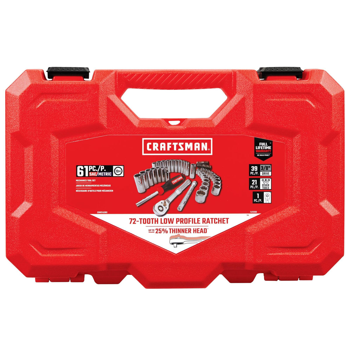 Mechanics Tool Set, 3/8 Inch Drive, 61 Piece Y488