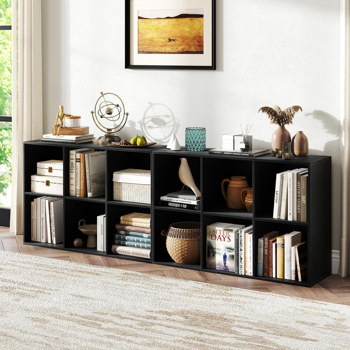 Black 6-Cube 3-Tier Bookcase X94125