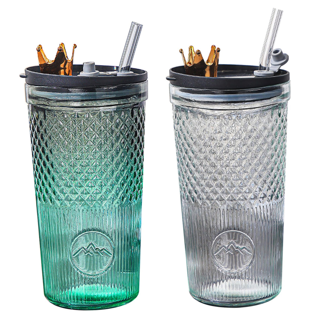 20Oz Glass Tumbler with Straw and Lid G59844