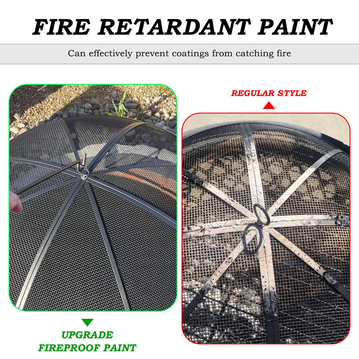 30 Inch Heavy Duty Metal Mesh Fire Pit Spark Screen with Handle & Poker U9944