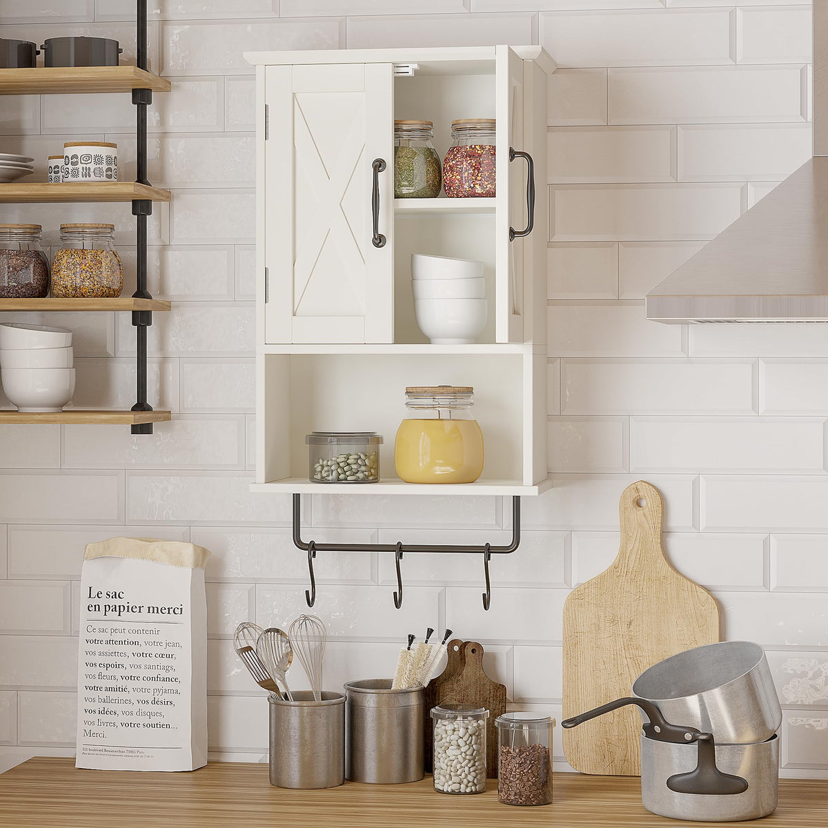 Small Medicine Cabinet with Towel Bar and 3 Hooks R445969