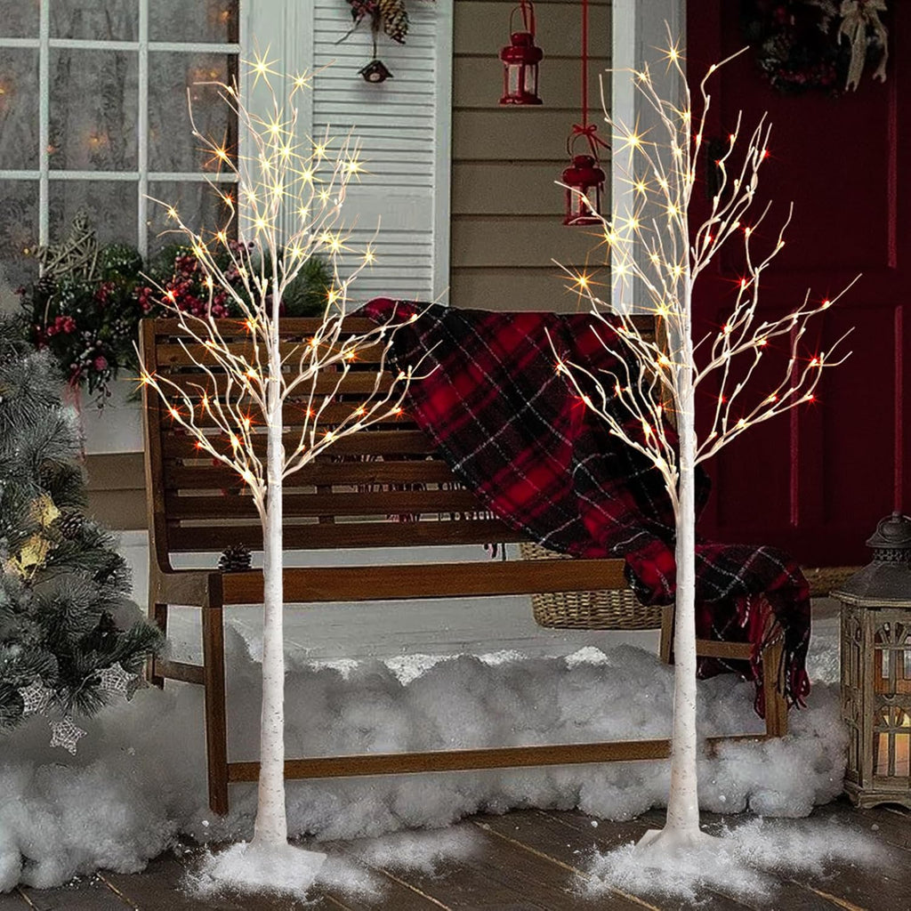2 Pack 6 Feet Prelit White Artificial Christmas Trees M1351