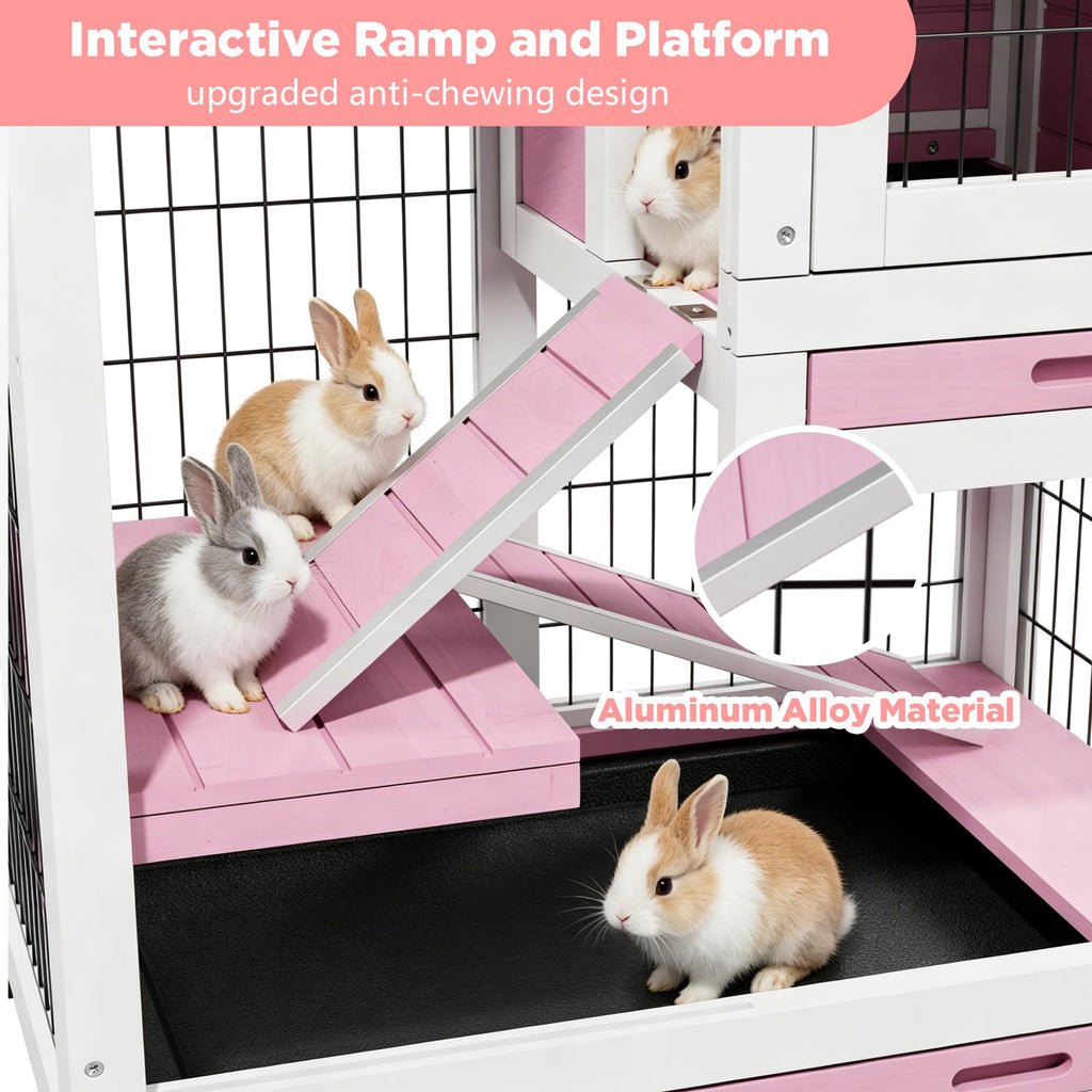 2-Story Wooden Bunny Cage with Removable Tray R266