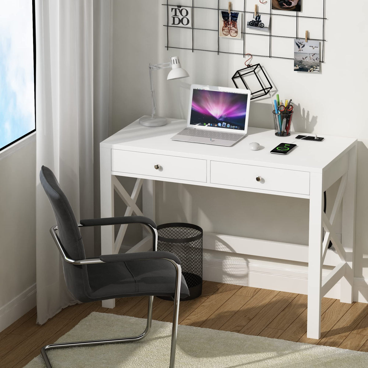 39.4 Inches Computer Desk with 2 Drawers L877
