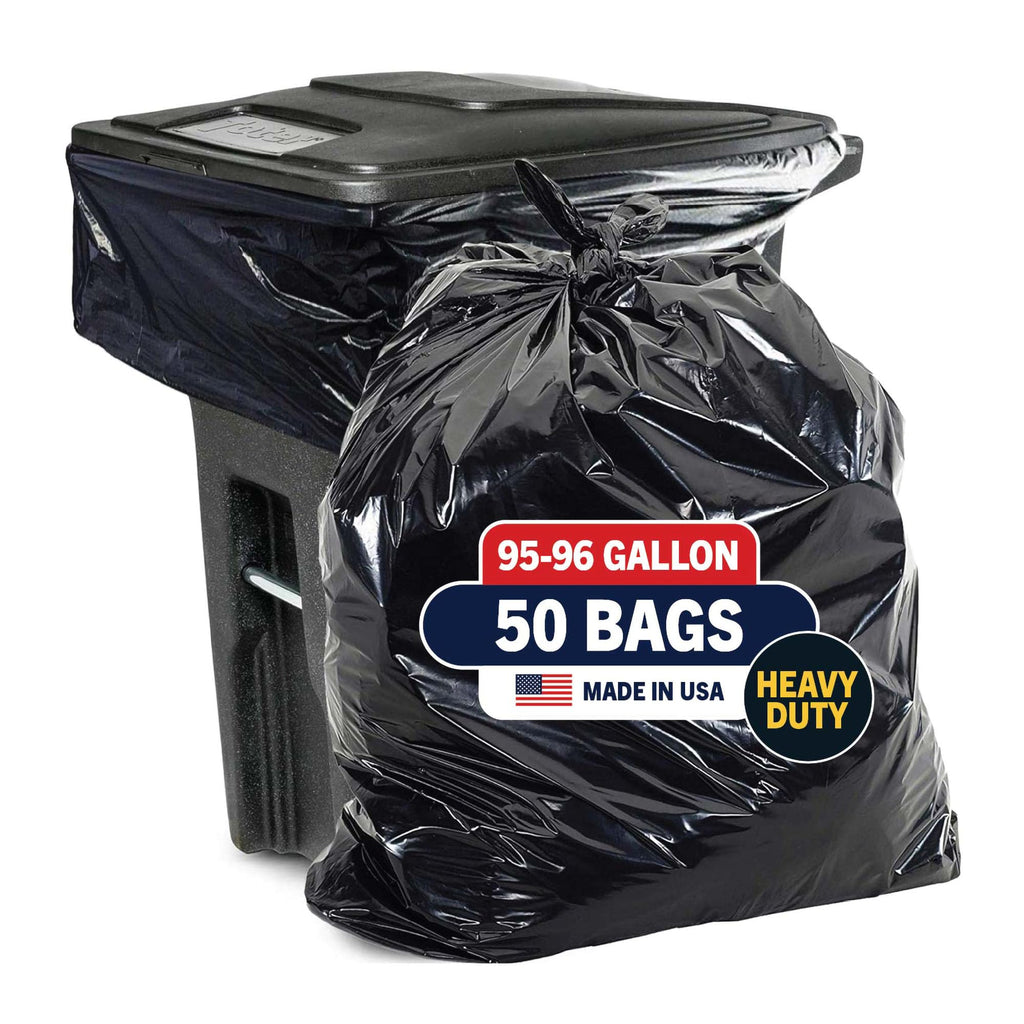 95-96 Gallon Heavy Duty Black Garbage Bags 50 Count Z585