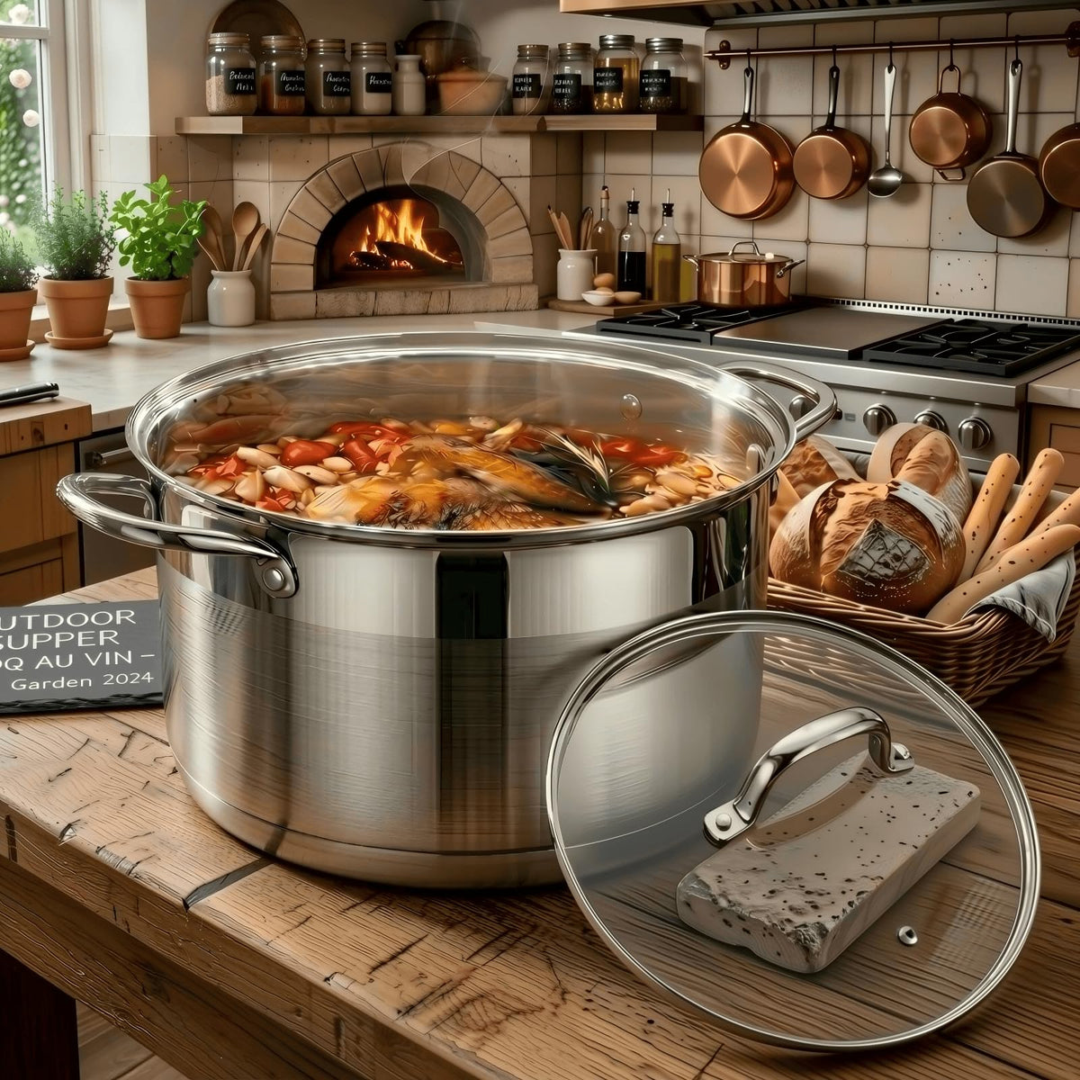 10 Quart Stainless Steel Stock Pot with Lid H240