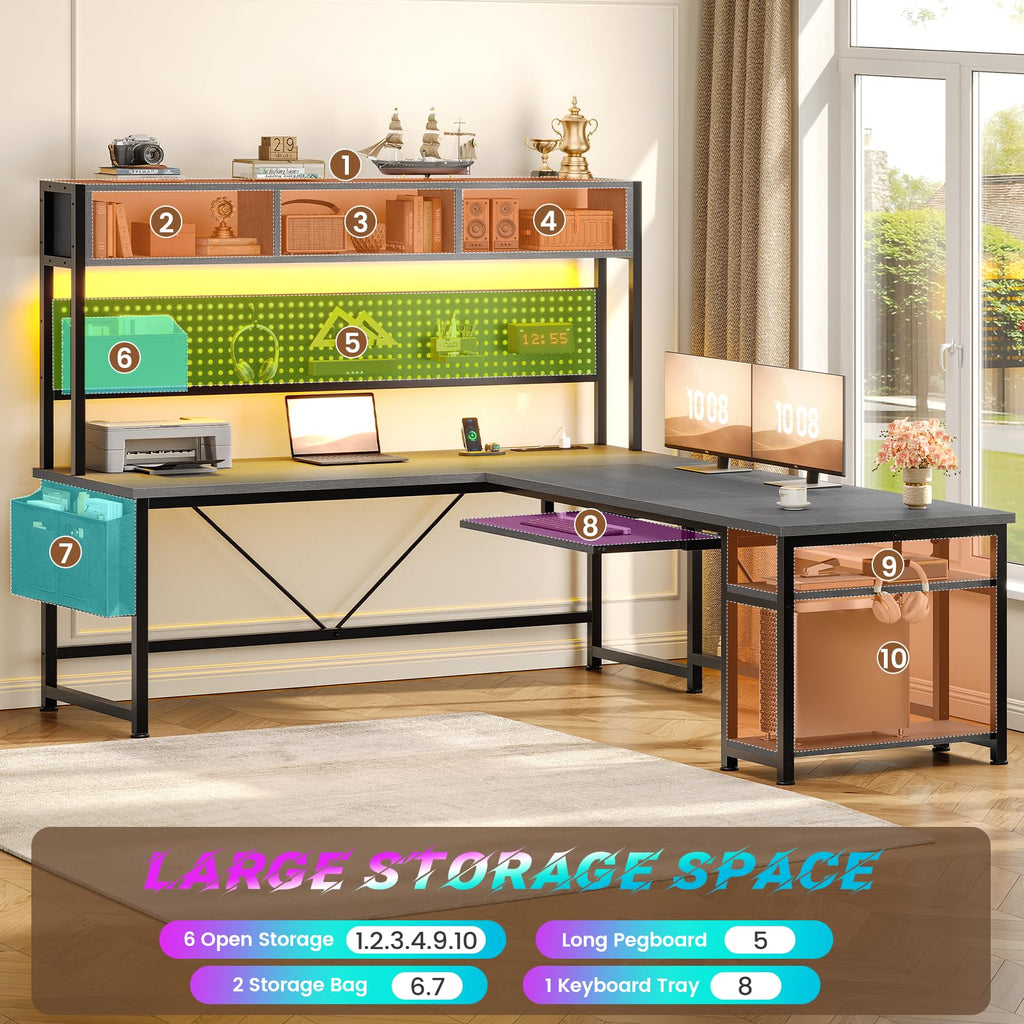 L Shaped Office Desk with Hutch W86567