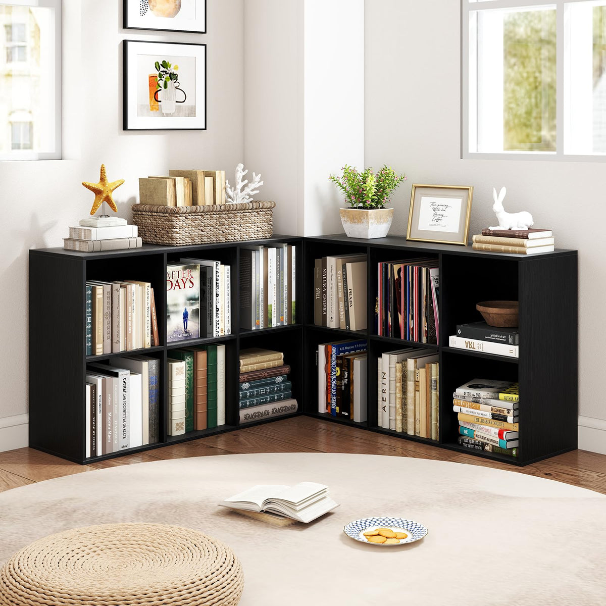 Black 6-Cube 3-Tier Bookcase X94125
