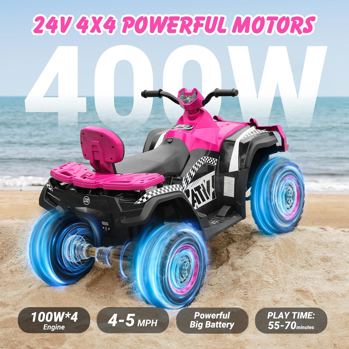 24V 2 Seater 4WD Off-Road Ride on ATV P34469