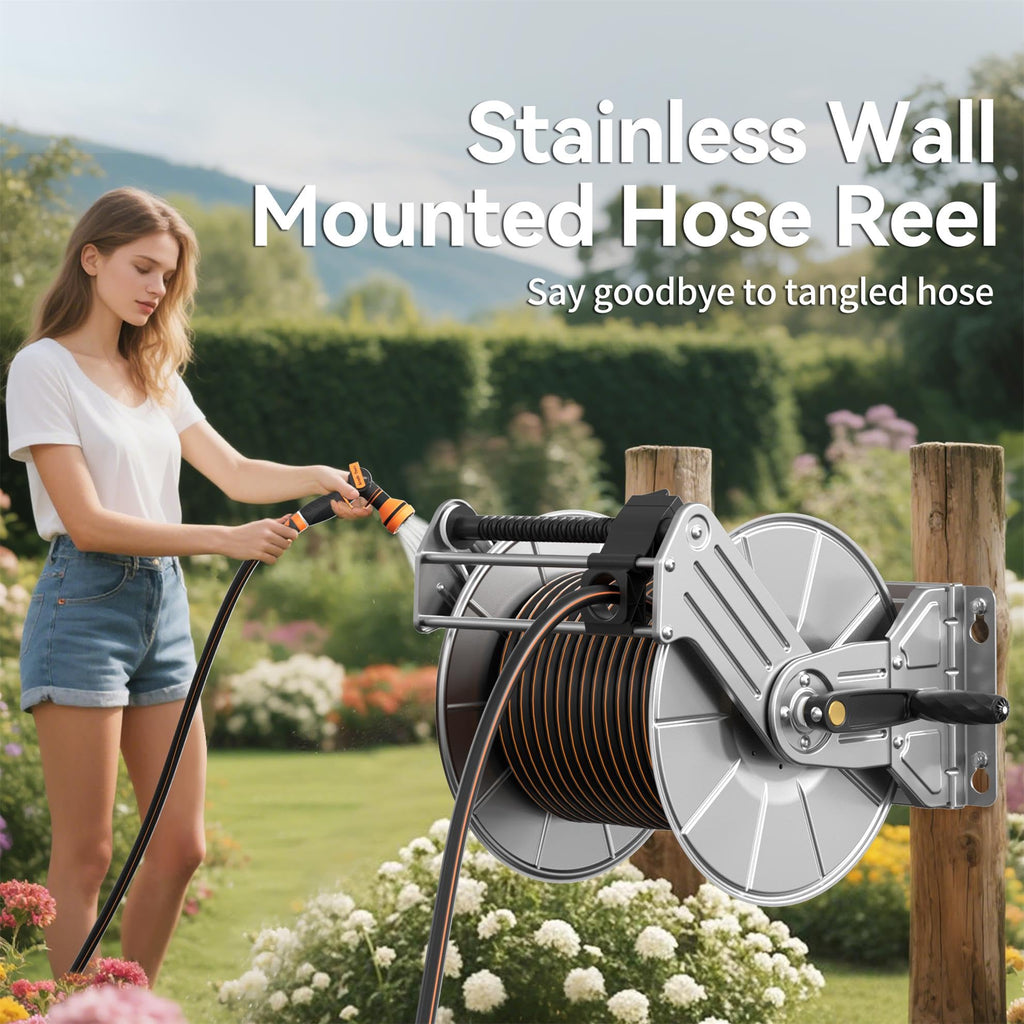 Wall Mounted Stainless Steel Garden Hose Reel V5300