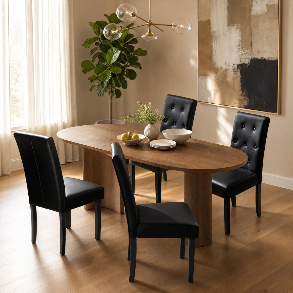 Upholstered Dining Chairs Set of 2 PU Leather Button Tufted M672