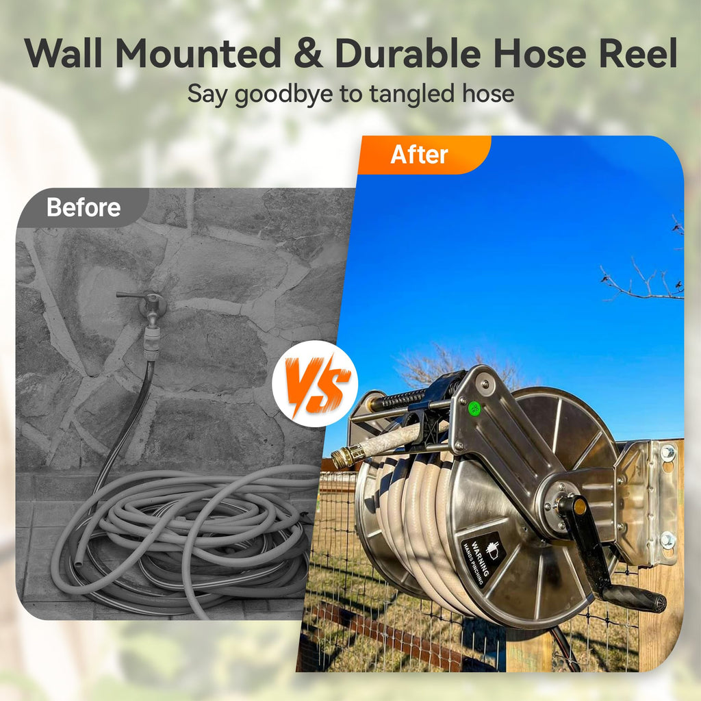 Wall Mounted Stainless Steel Garden Hose Reel V5300