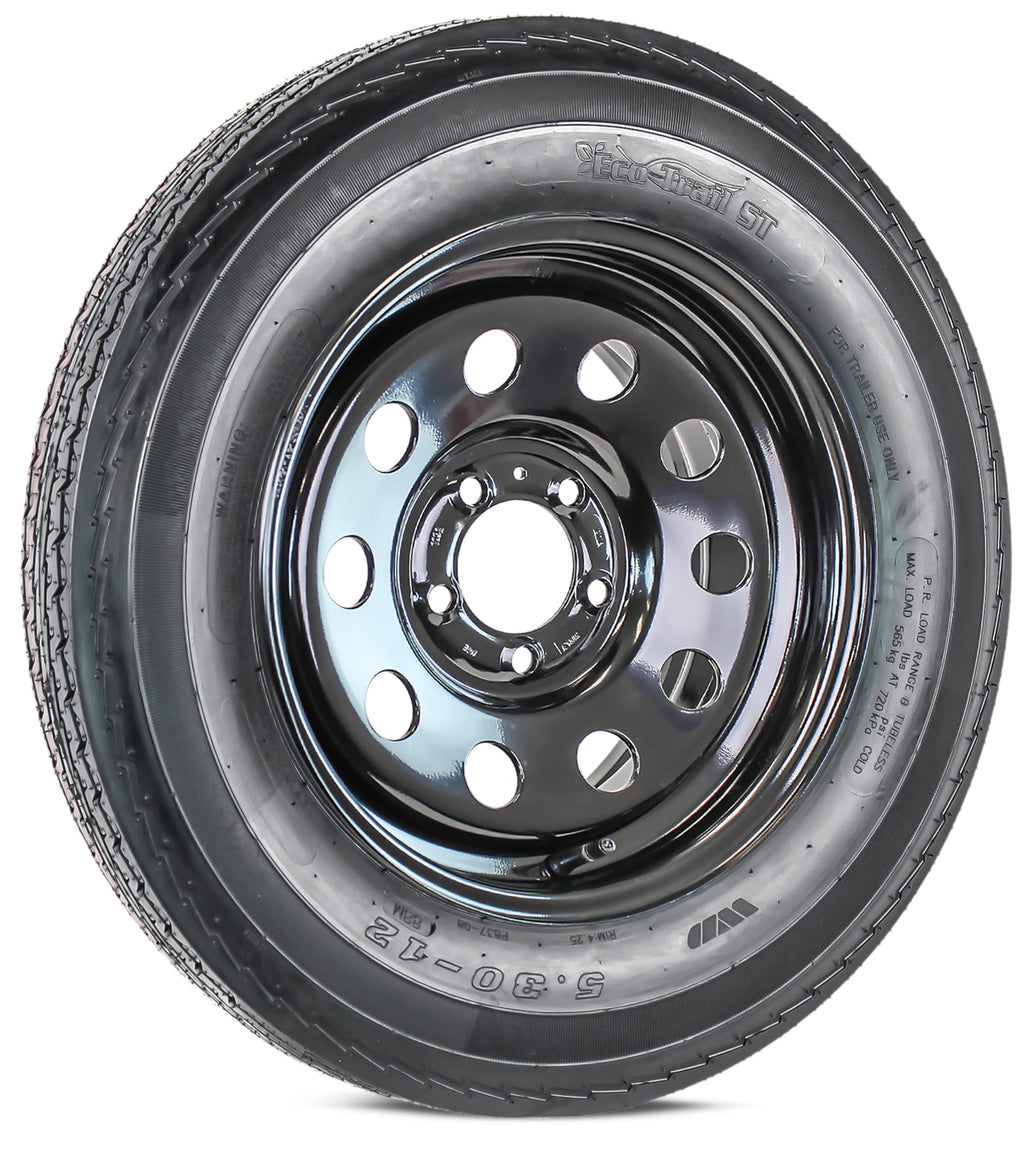 Trailer Tire Rim Assembly 5.30-12 5 Lug Black Wheel Z9984